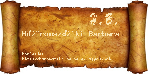 Háromszéki Barbara névjegykártya